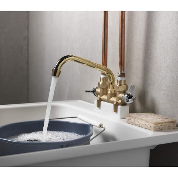 Lukvuzo Dual-Handle Utility Faucet in Chrome Rough Brass