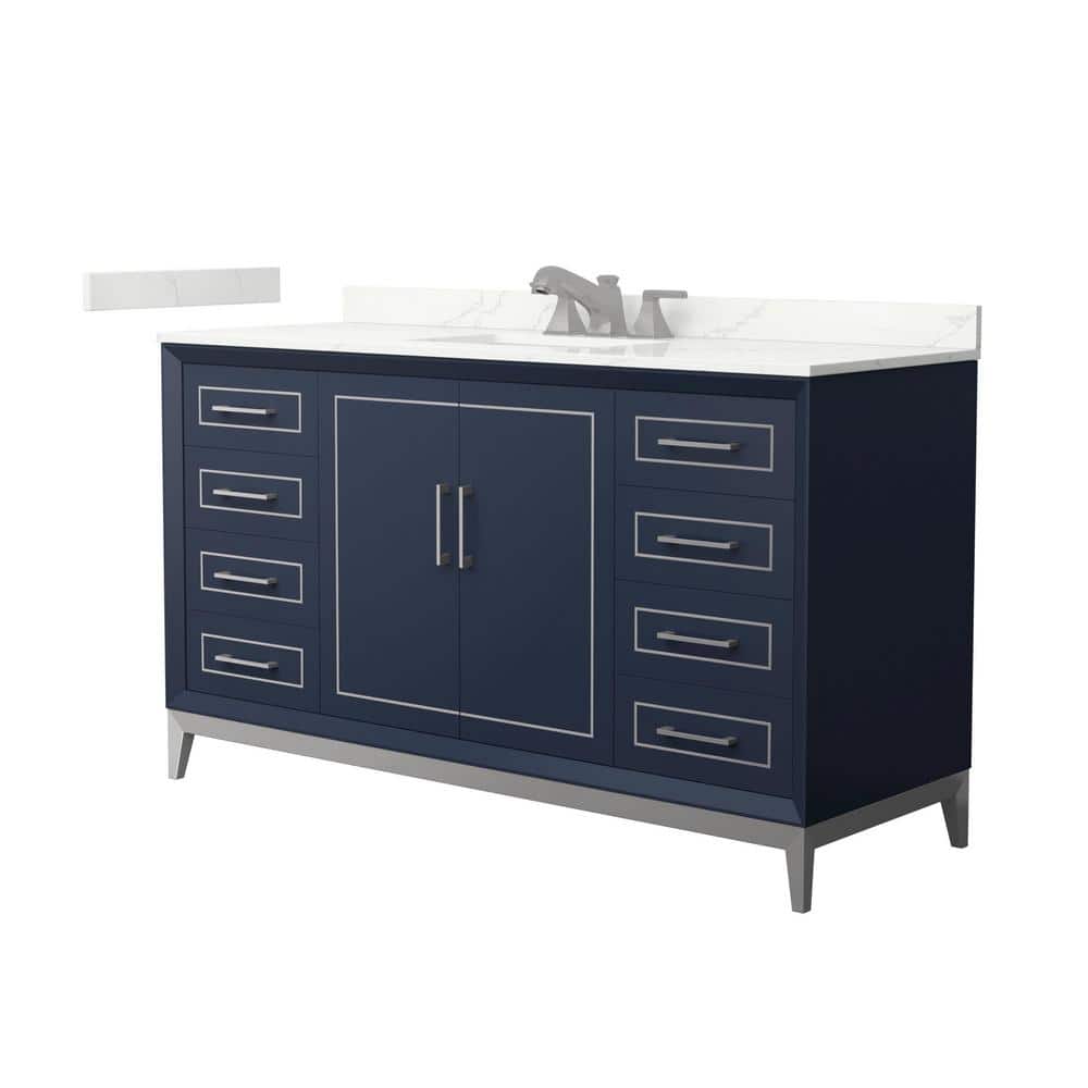 Marlena 60 in. W x 22 in. D x 35.25 in. H Single Bath Vanity in Dark Blue with Giotto Quartz Top price history on PriceWatchPro
