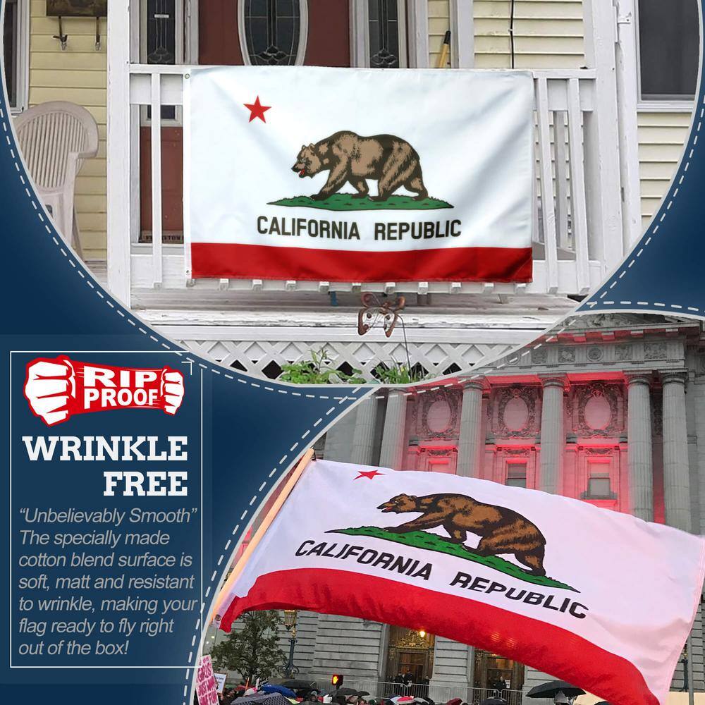 Rip-Proof Double Sided 3-Ply California State Flag 3x5 Foot