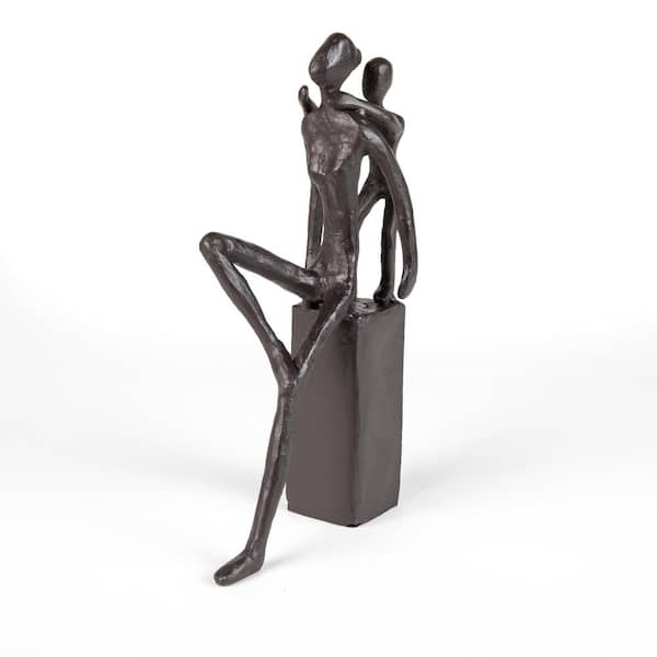 DANYA B 8.86 in. Playfullness Mother and Child Cast Iron Sculpture