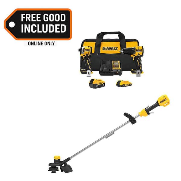 ATOMIC 20V Lithium-Ion Cordless 2-Tool Combo Kit and 13 in. Cordless String Trimmer with 5 Ah & 2 Ah Batteries & Charger