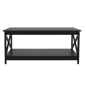 39 .56 in. Black Rectangle MDF Top Oxford Coffee Table