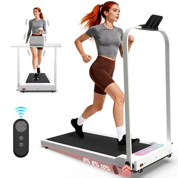 LIVACA Foldable 2-in-1 Treadmill with Handle Bar and Incline