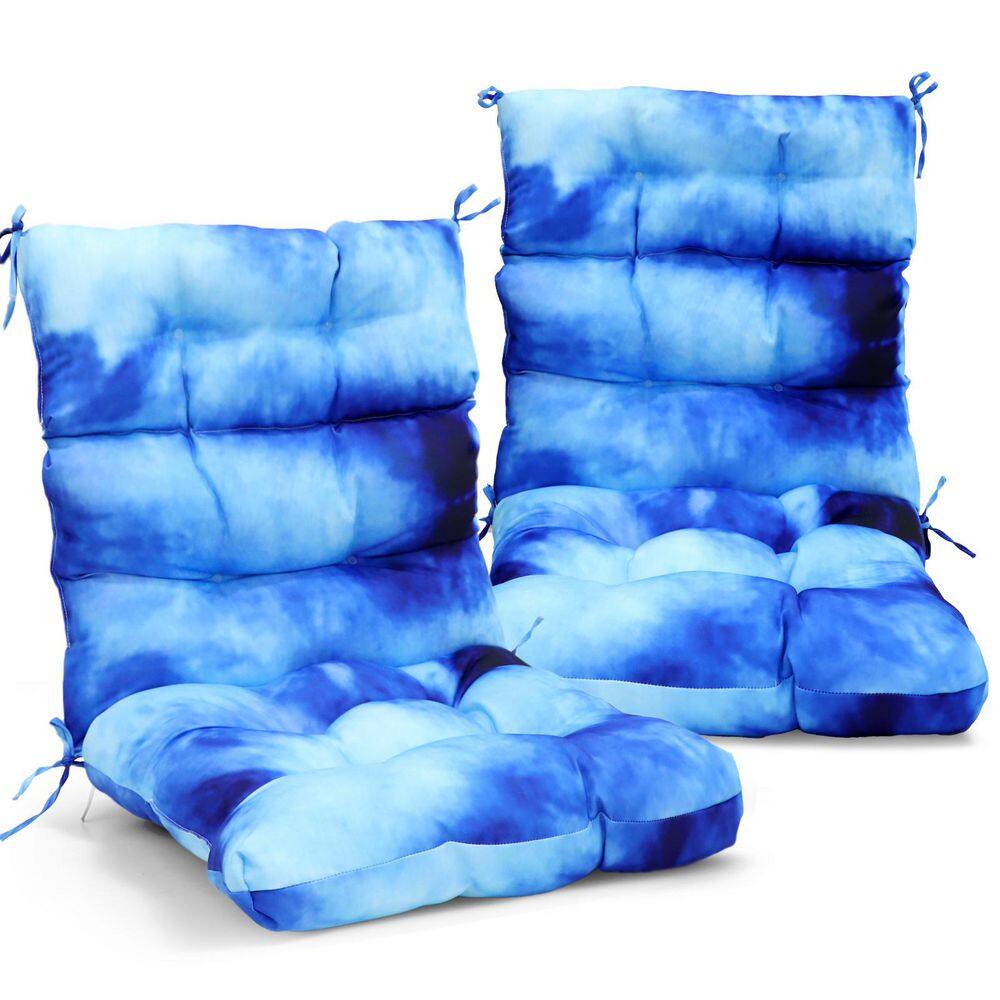 46 in. L x 22 in. W x 4 in. H Outdoor/Indoor High Back Patio Chair Cushion, (Set of 2), Tie Dye Blue price history on PriceWatchPro