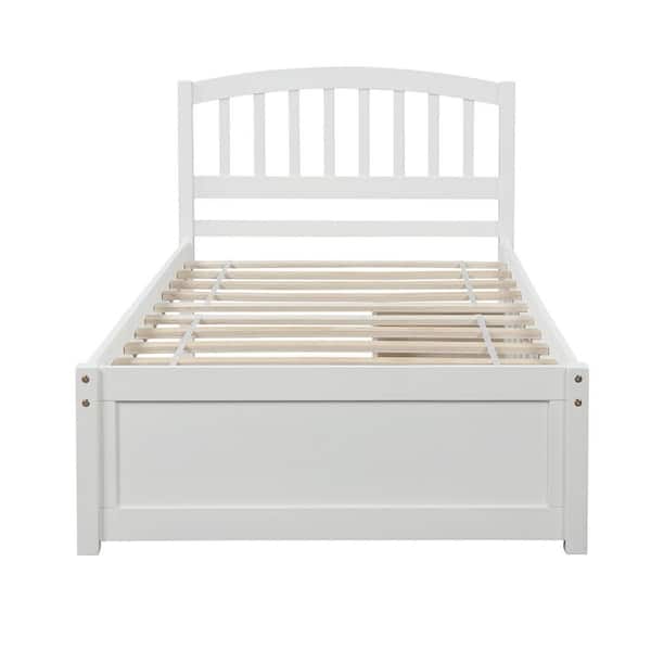 Z-joyee 41.70 in. W White Wood Frame Twin Platform Bed with 2 