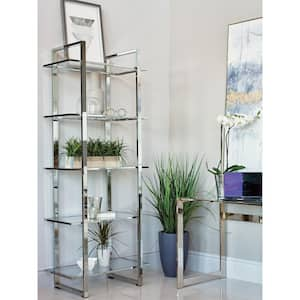 Hartford 79 in. Chrome Metal 5-Shelf Bookcase