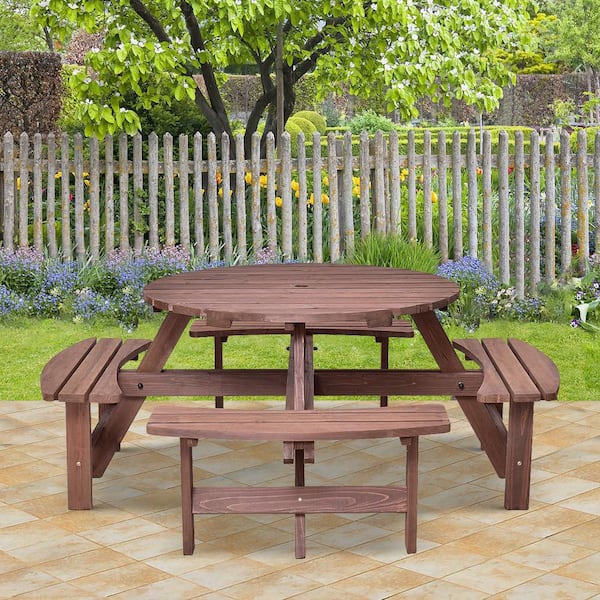 V-TORIA Rounded Picnic Table Bench Set 3FT to 8FT Garden Patio Furniture 