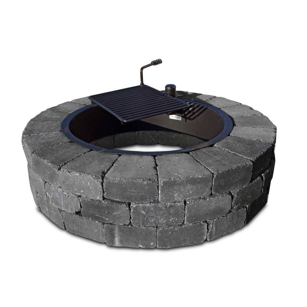 Necessories Grand 48 in. W x 12 in. H Round Concrete Wood Burning Fire ...