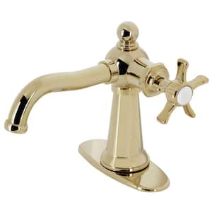 Hamilton Single-Handle Single Hole Bathroom Faucet with Push Pop-Up and Deck Plate in Polished Brass