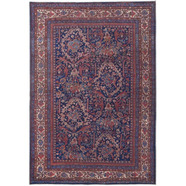 HomeRoots 8 x 10 Blue, Red Floral Area Rug