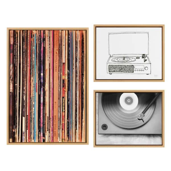 3-Piece Sylvie "Records 33RPM, Victrola Record Player and Vinyl Vibes" by Music Framed Art Print Set 23 in. x 33 in.