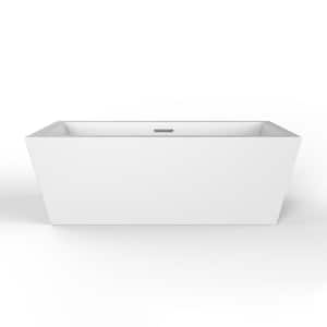 Stannard 67 in. Acrylic Flatbottom Non-Whirlpool Bathtub in White with Integral Drain in Polished Chrome