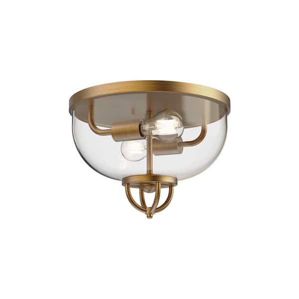 Lancaster 13 in. 2 Light 60-Watt Aged Gold Flush Mount