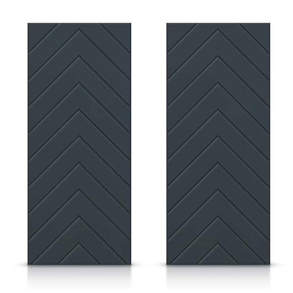CALHOME 84 in. x 96 in. Hollow Core Charcoal Gray Stained Composite MDF Interior Double Closet Sliding Doors