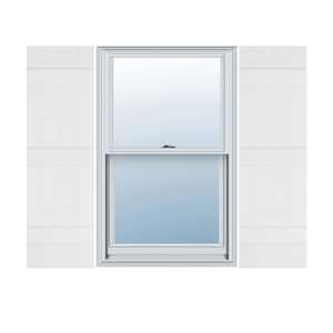 14 in. x 59 in. Lifetime Vinyl Standard Four Board Joined Board and Batten Shutters Pair Bright White