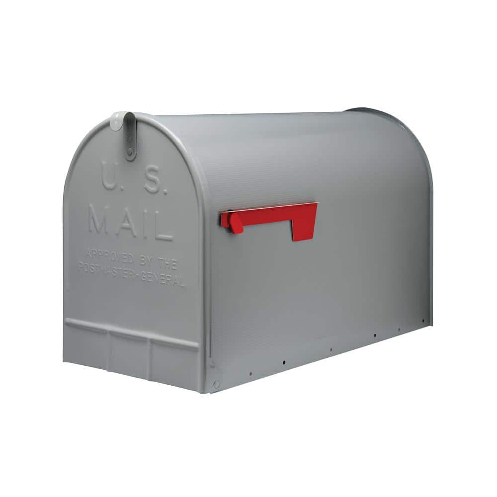 Extra Large Gray Steel Post Mount Mailbox