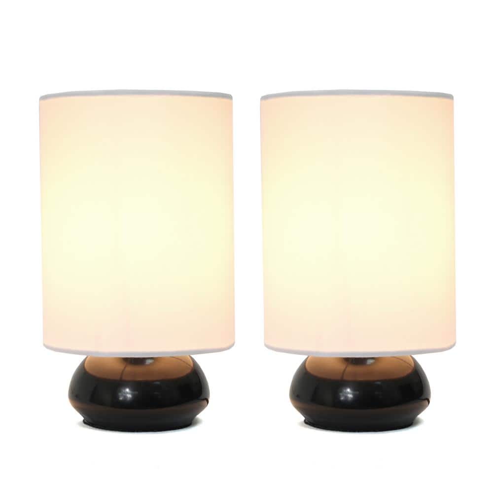 Gemini Black and White Touch Table Lamps with Fabric Shades, Set of 2