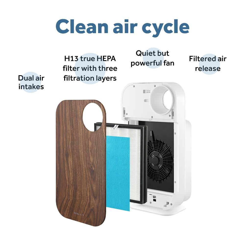 Dark Wood 3-Stage H13 True HEPA Air Purifier for 600 sq. ft.