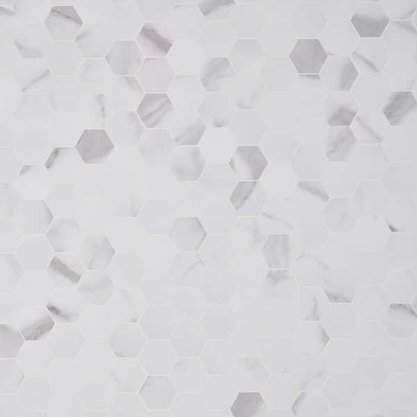 Ivy Hill Tile Luxe Core Hex Calacatta 11.61 in. x 11.81 in. SPC Peel and Stick Tile (0.95 Sq. Ft. / Sheet)