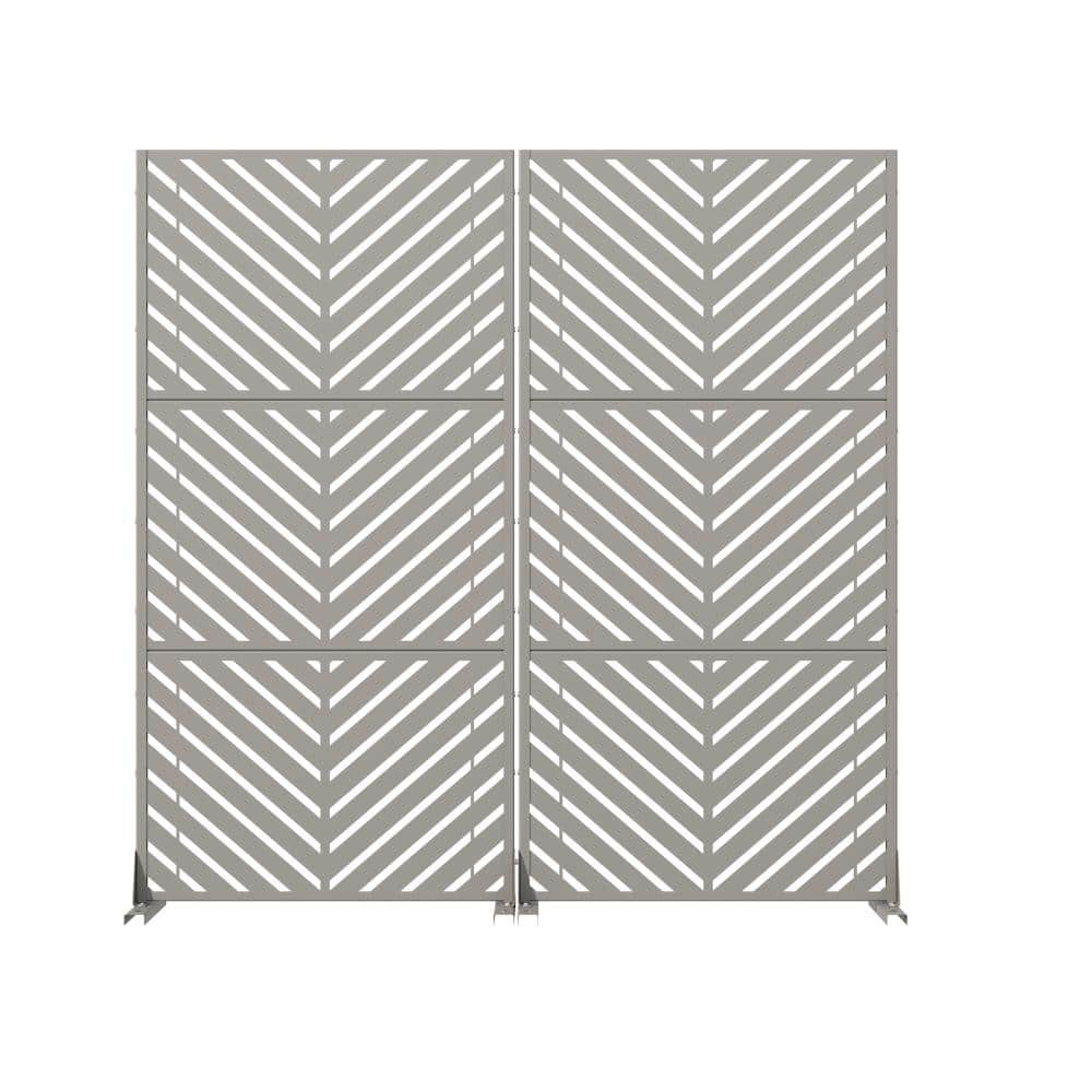 72 in. H x 35.5 in. W Outdoor Gray Galvanized Steel Decorative Garden Fence Privacy Screen (2-Pack) price history on PriceWatchPro