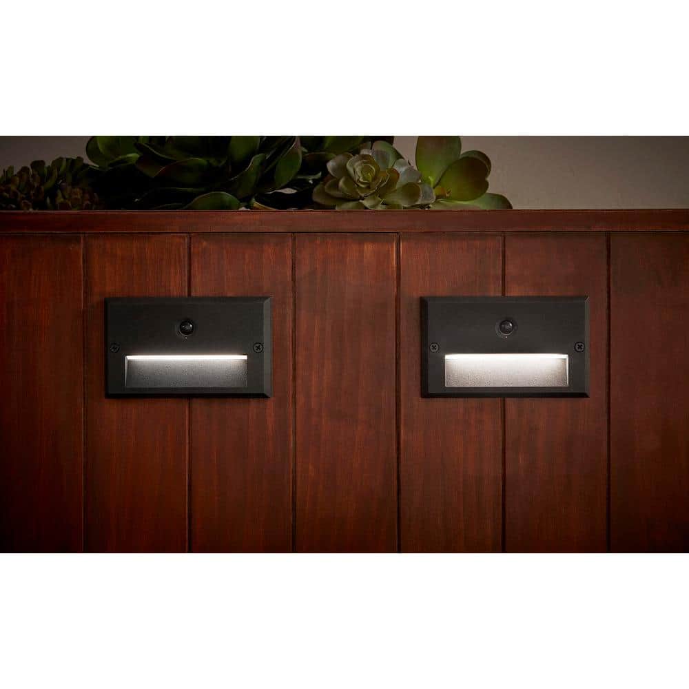 Millennium Black LED Motion Sensor Outdoor Stair Light with Frosted Lens