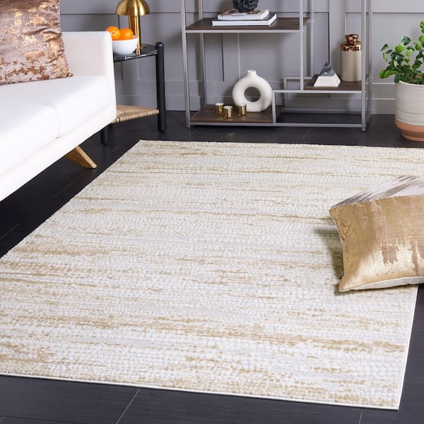 Hanna 9 ft. x 12 ft. Gray Ivory/Beige Abstract Distressed Area Rug