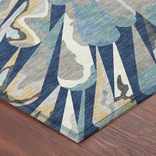 Chantille Machine Washable Indoor/Outdoor Abstract ACN2838 Navy 3 ft. x 5 ft. Area Rug