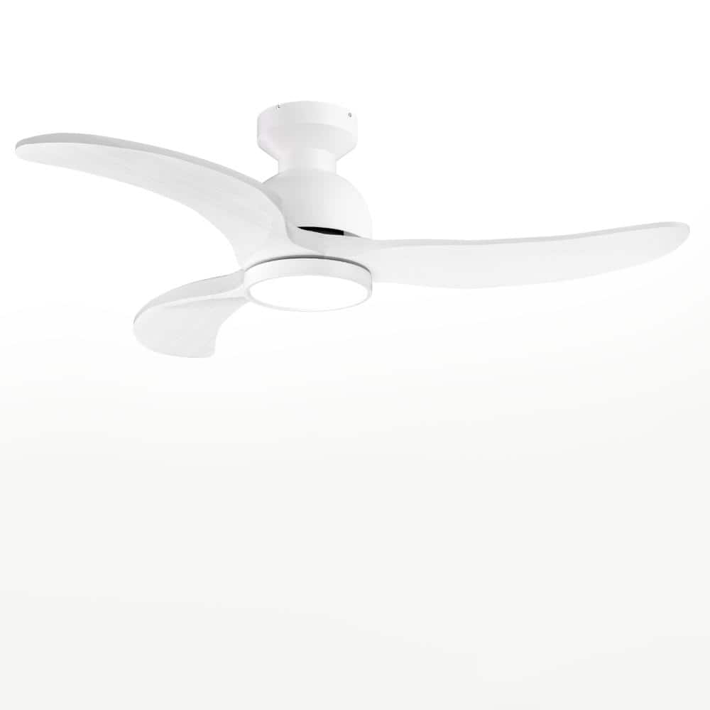 42 in Intelligent White Solid Wood White Flush Mount Standard Ceiling Fans with 3CCT Dimmable LED Lights and 8″ Downrod price history on PriceWatchPro