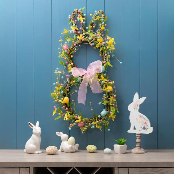 Indoor Outside Room Wall Ornaments Easter Art Decorations Bunny Wreaths 