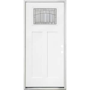 Legacy Knox 36 in. x 80 in. Left-Hand/Inswing Toplite 1/4 Decorative Glass White Primed Fiberglass Prehung Front Door