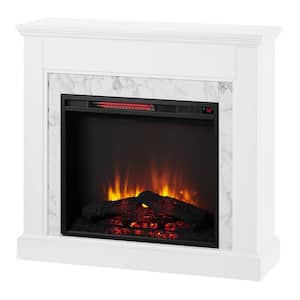 Northglenn 36 in. Freestanding Faux Marble Surround Electric Fireplace in White Oak