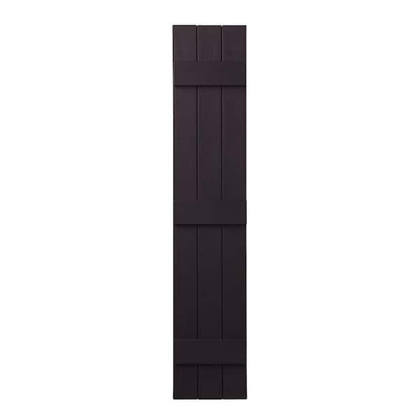 Ply Gem 11 in. x 55 in. Polypropylene Plastic 3-Board Closed Board and Batten Shutters Pair in Dark Berry