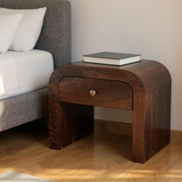 Walnut 1-Drawer 17.70 in. Nightstand