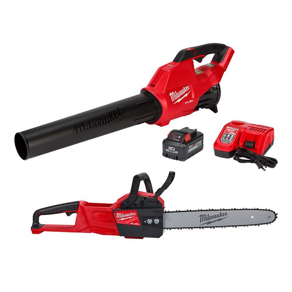 Milwaukee M18 FUEL 120 MPH 450 CFM 18-Volt Lithium-Ion Brushless Cordless Handheld Blower Kit w/M18 FUEL 16 in. Chainsaw(2-Tool) -  2724-21HD-2727
