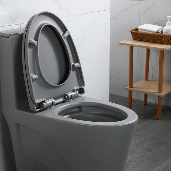 One-Piece 1.1/1.6 GPF Dual Flush Elongated Toilet in Light Grey