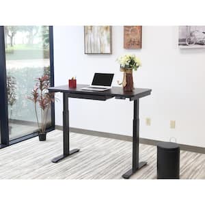 48 in. Rectangular Walnut/Black 1 Drawer Standing Desk with Adjustable Height Feature