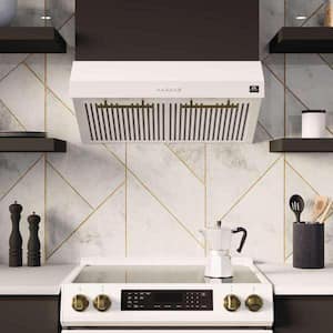 Bari Espresso 30 in. Ducted Under Cabinet Range Hood in White