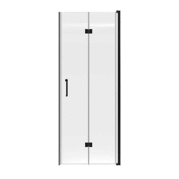 30 in. W x 72 in. H Bi-Fold Frameless Shower Door in Matte Black with Clear Glass