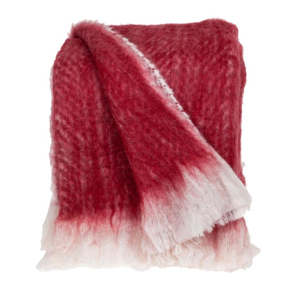 Nagar Transitional Red 52 in. x 67 in. Woven Handloom Throw Blanket