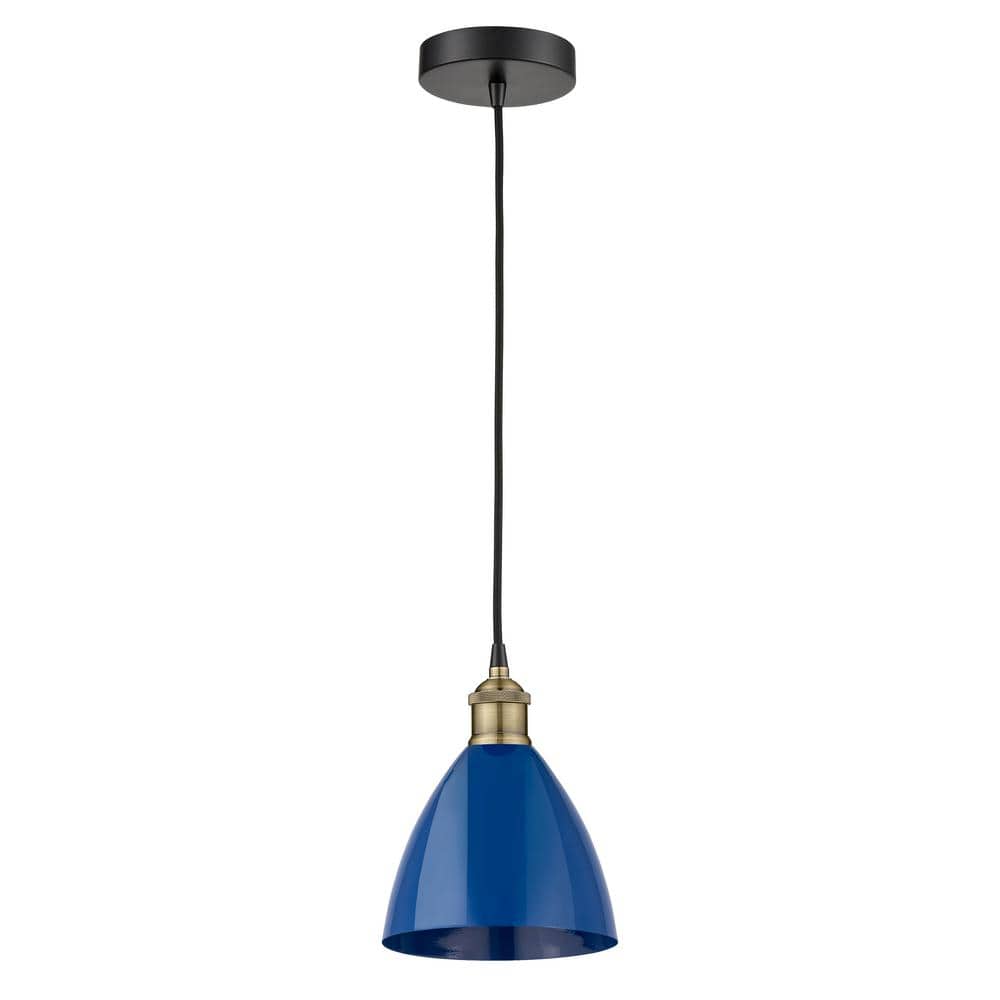 Plymouth Dome 100-Watt 1-Light Black Antique Brass Standard Mini Pendant Light with Metal Shade price history on PriceWatchPro