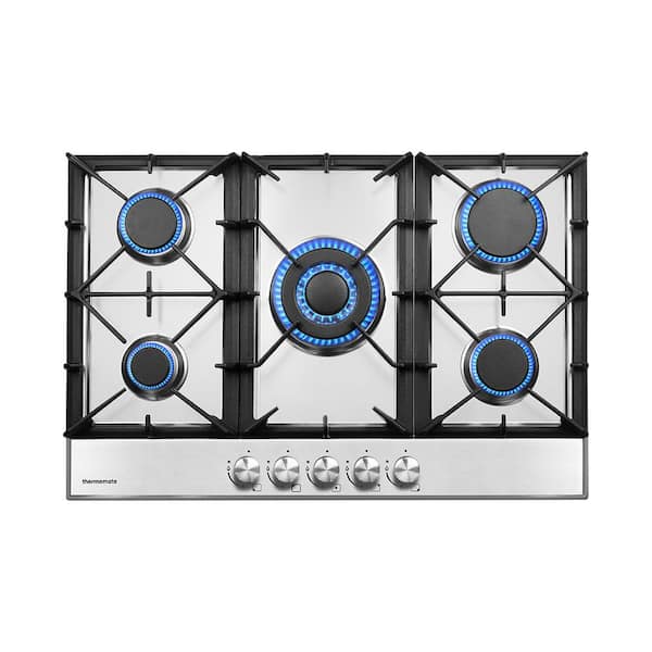 30 in. 5 Burners Recessed Gas Cooktop in Stainless Steel with Automatic Flame Out Protection and NG/LPG Convertible
