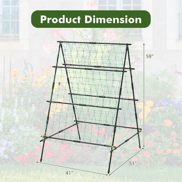 Costway Cucumber Trellis for Plant Climbing Foldable Garden Tunnel Trellis with Plastic Coated Tube one_size | HCST01278