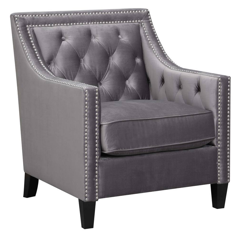 Teagan 30'' Gun Metal Gray Velvet Transitional Accent Chair