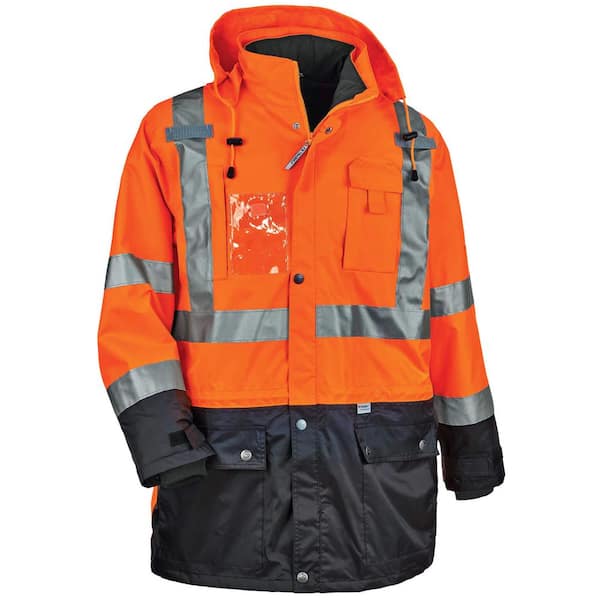 Ergodyne Men's 2X-Large Orange Polyester Reflective Thermal Jacket