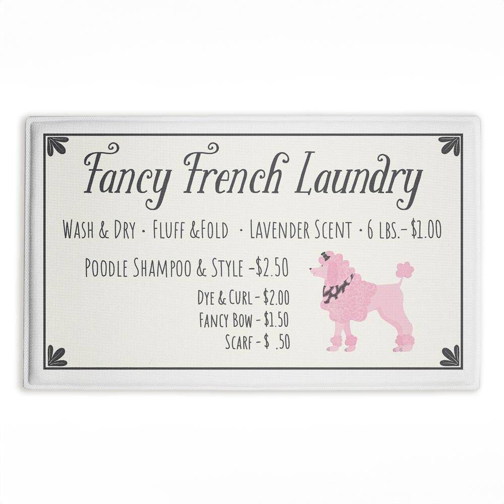 Fancy French Laundry 18 in. x 30 in. White Graphic Polyester Blend Rectangle Bath Mat price history on PriceWatchPro