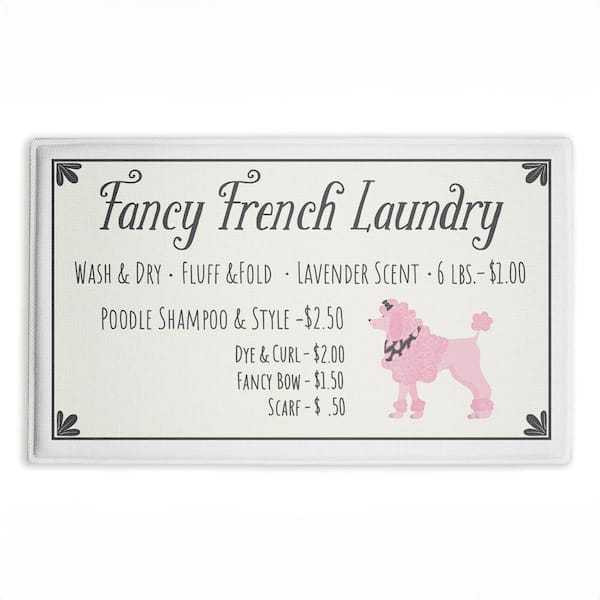 Fancy French Laundry 18 in. x 30 in. White Graphic Polyester Blend Rectangle Bath Mat