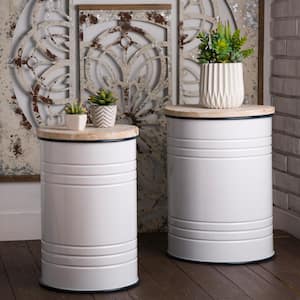 Nearly Natural 7028S2 Decorative White Wash Wood Storage Boxes and Trunks with Metal Detail (Set of 2)