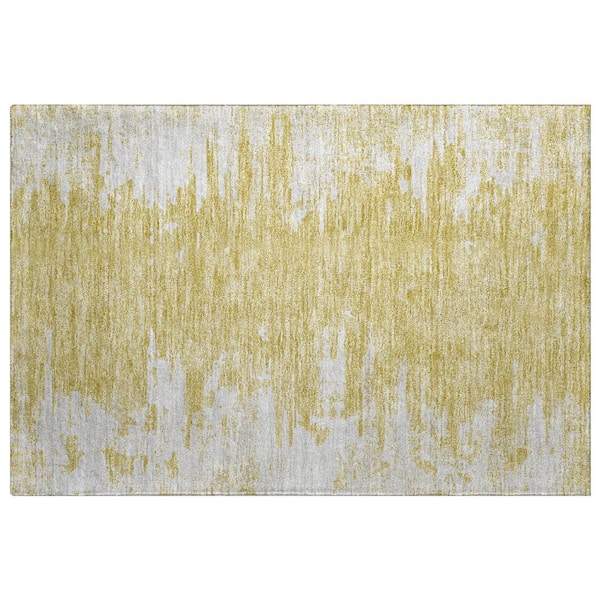 Dream Shag Premium Machine Washable Abstract ADS705 Gold 2 ft. x 3 ft. Accent Rug