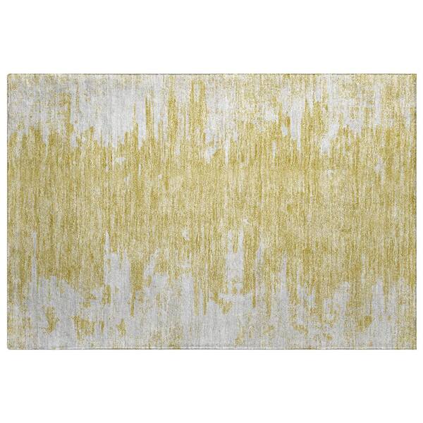 Dream Shag Premium Machine Washable Abstract ADS705 Gold 3 ft. x 4 ft. Area Rug