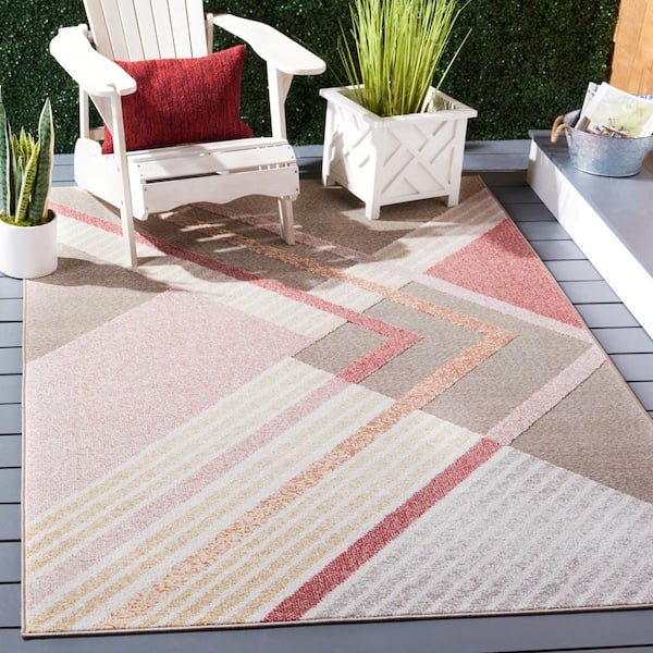 Sarasota Pink/Brown 7 ft. x 7 ft. Trellis Square Area Rug